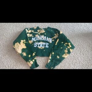 College bleached msu crewneck